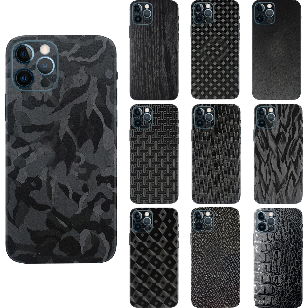 Camouflage Croco Ghost Wrap Skin Sticker For iPhone Max 5 15 Pro Max Plus Black Film