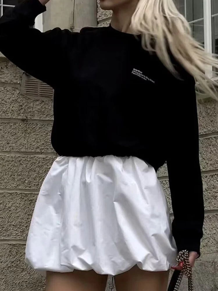 SIYANG 여성 패션 솔리드 플리츠 미니 스커트, 빈티지 고탄성 허리 여성 시크 레이디 스커트 