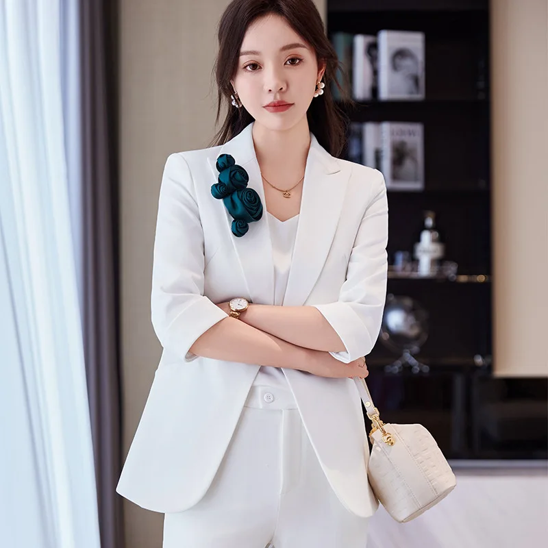 White Suit Jacket for Women Summer Thin2024New Business Suit Formal Wear Hotel Manager Work Clothes High-End