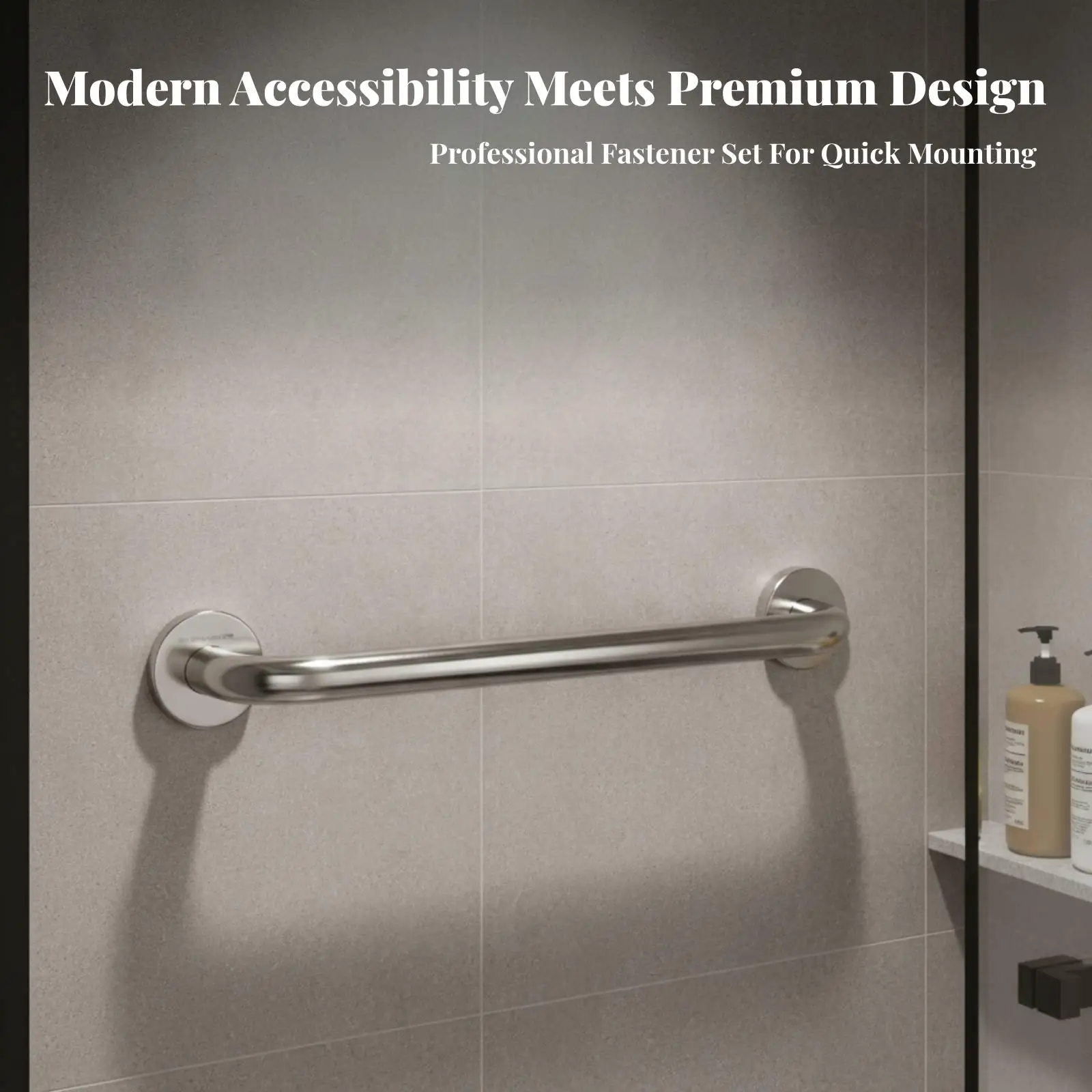 Sturdy 304 Stainless Steel Grab Bar Handrail for Bathroom Shower Wall Mounted Support Rail Polished Chrome Finish