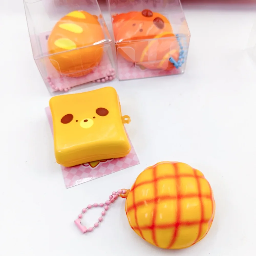 24PCS Simulation Bread Squishy Keychain Cute Fake Food Slow Rising Squeeze Stress Relief Fidget Toy Not Edible