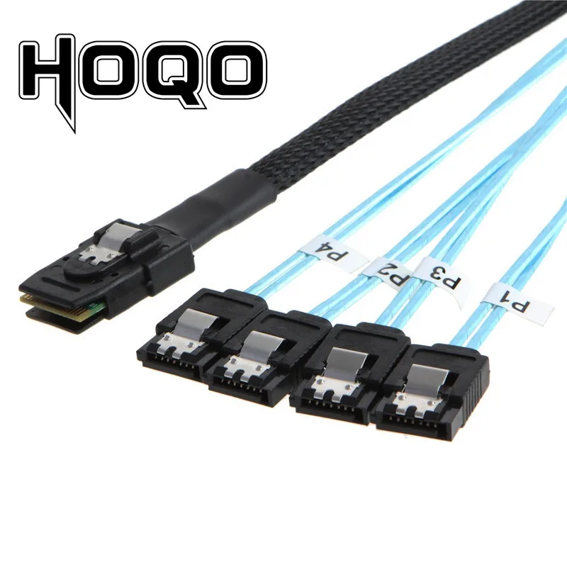 Sata Cable Mini-SAS SFF-8087 to 4 SATA Cable Mini SAS 4i SFF8087 36P To 4 SATA 7P Cable 12Gbps 50cm Hard Drive Data 50cm 1m