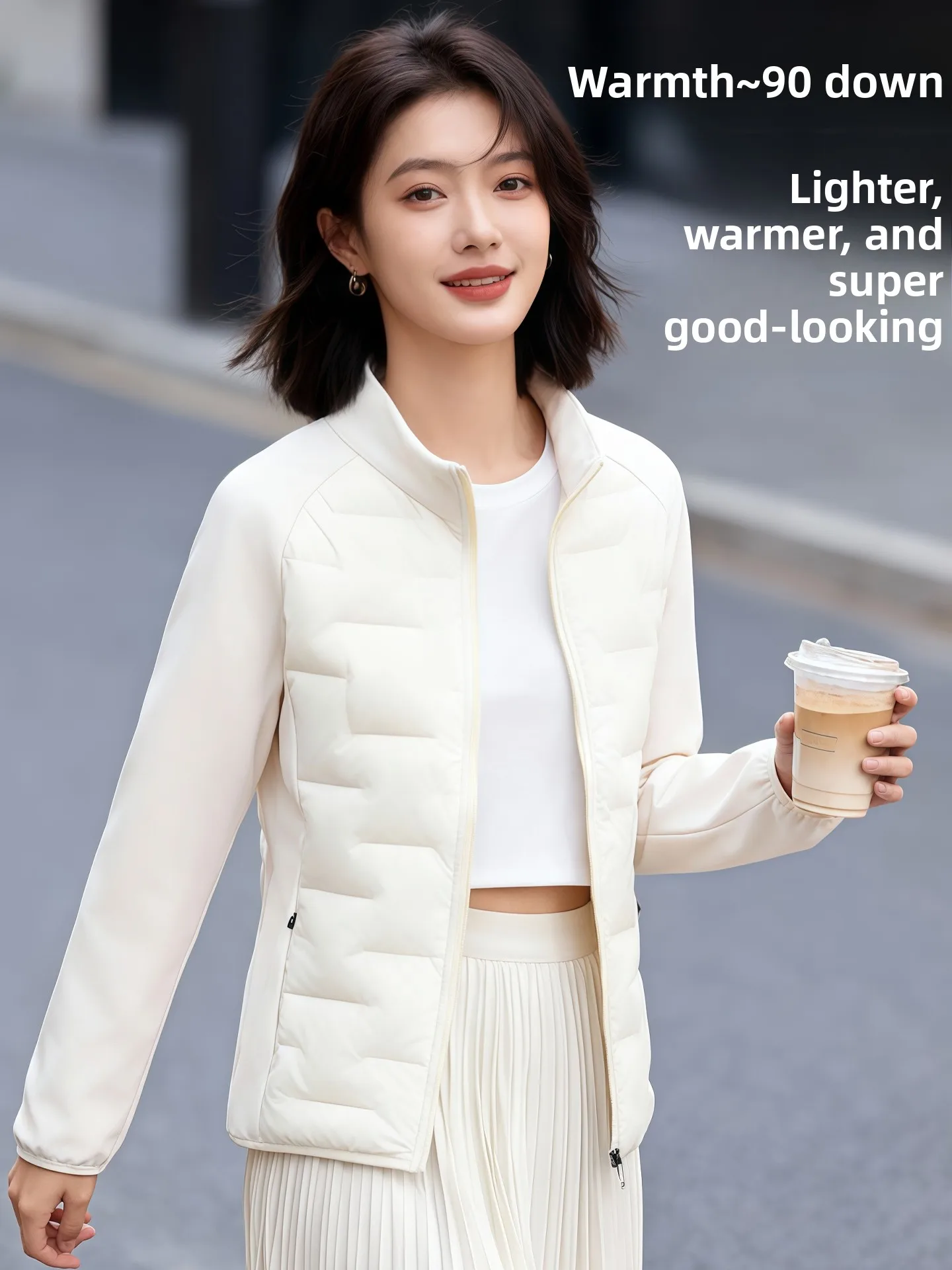 

Banana Le Outdoor Air Fce Jaet Lightweight Down-Like Women's Sle Stand Collar Spring Cotton Coat Commute Simple Sle
