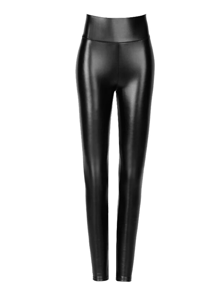 Leggings fins taille haute doublés de Fce pour femmes, pantalon de couche de Base ajusté en PU, automne hiver, pantalon grande taille