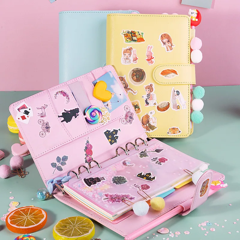 A6 Budget Binder with 12pcs Zipper Envelopes, PU Leather Notebook Binder Cover Refillable 6-Ring with 12pcs Binder Pockets