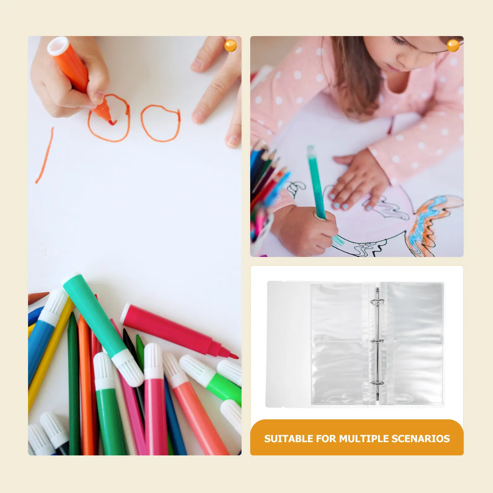 1Set Art Portfolio Album Plastic Artwork Storage Book Large Capacity Portable Painting Photo Album for Students Collectibles