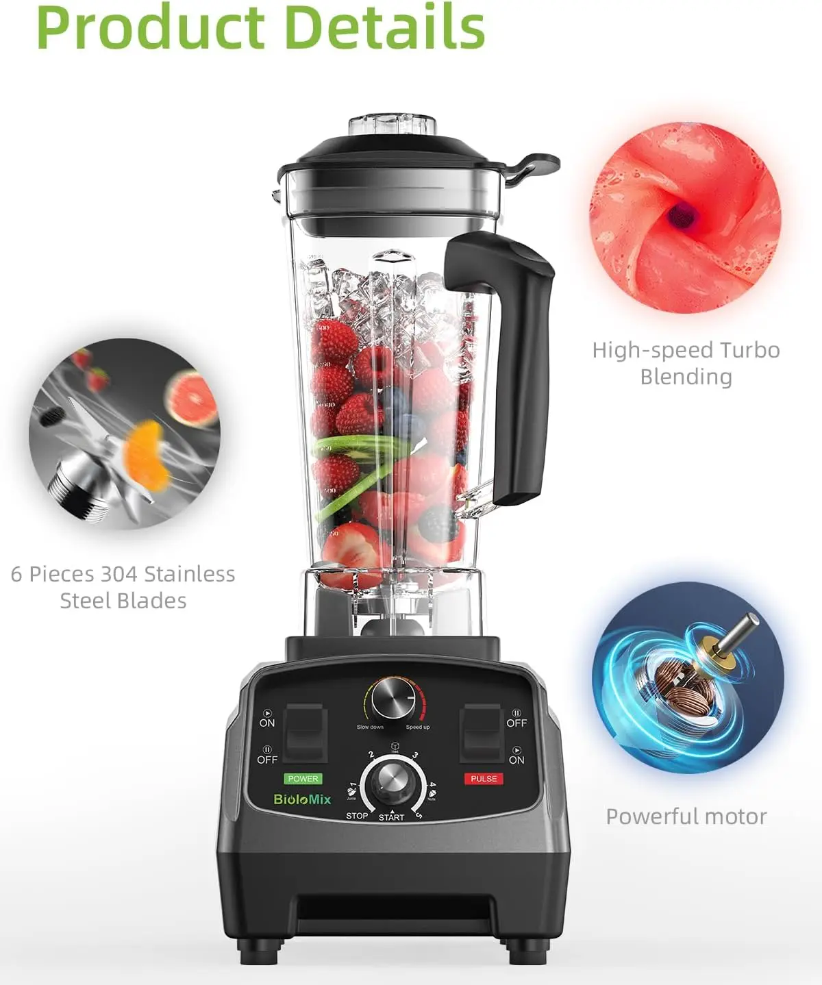 Professional Blender,Smoothie Blender,Blender for Kitchen ,68 Oz Capacity,High Speed Blender