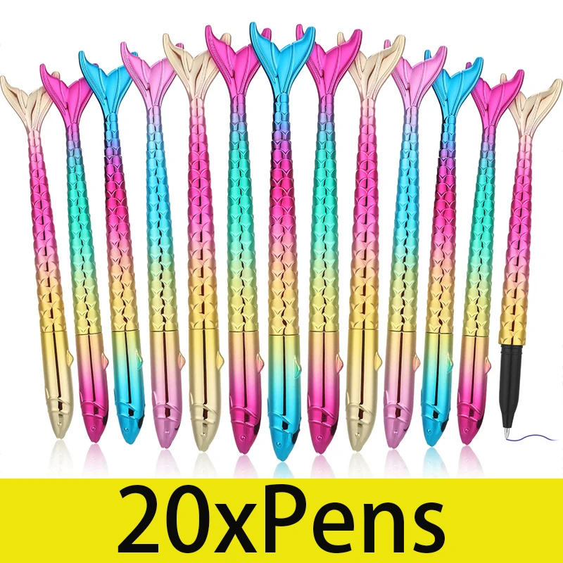 

20Pcs Cute Mermaid Gel Pen Fish Tail Black Ink Pens Gift for Kids Women Coworkers Hostess Mermaid Party Favor Supplies