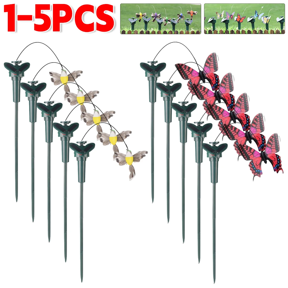 Solar Powered Dancing Fluttering Butterflies Flying Humming Bird Solar Flying Butterfly Garden Yard Outdoor Garden Decorations