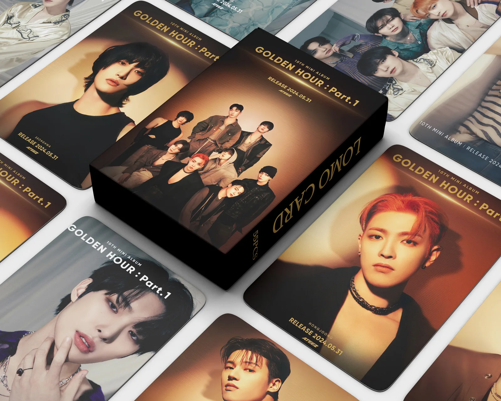 55Pcs/Set ATEEZ Lomo Cards New Album OLDEN HOUR : Part.1 Photocards HD Card EUNWOO JINJIN Boy Group Fans Gifts Collection