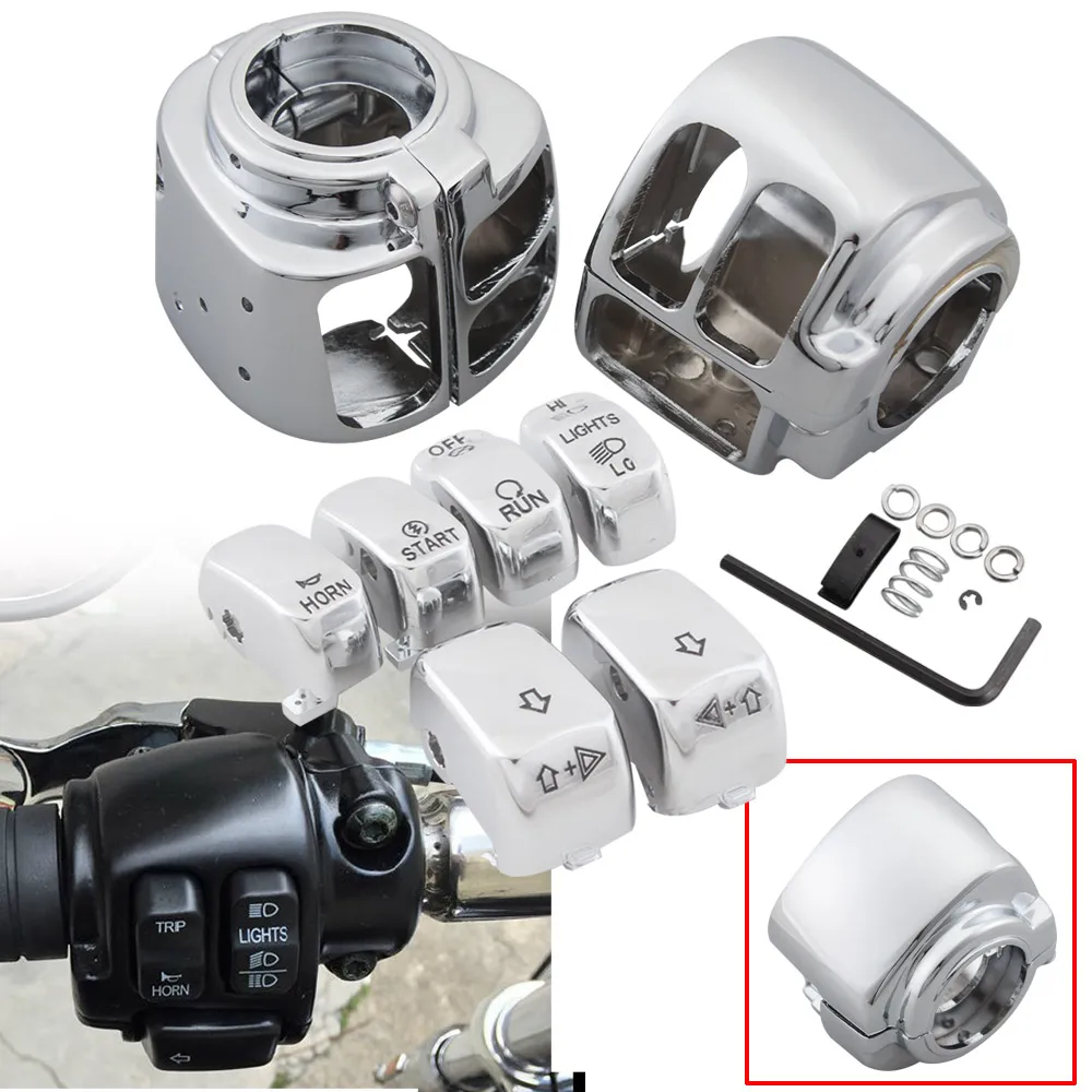 Motorcycle Handlebar Control Switch Housings Cover + Switch Buttons Cap For Harley Touring Road King Dyna Softail Moto Accessory