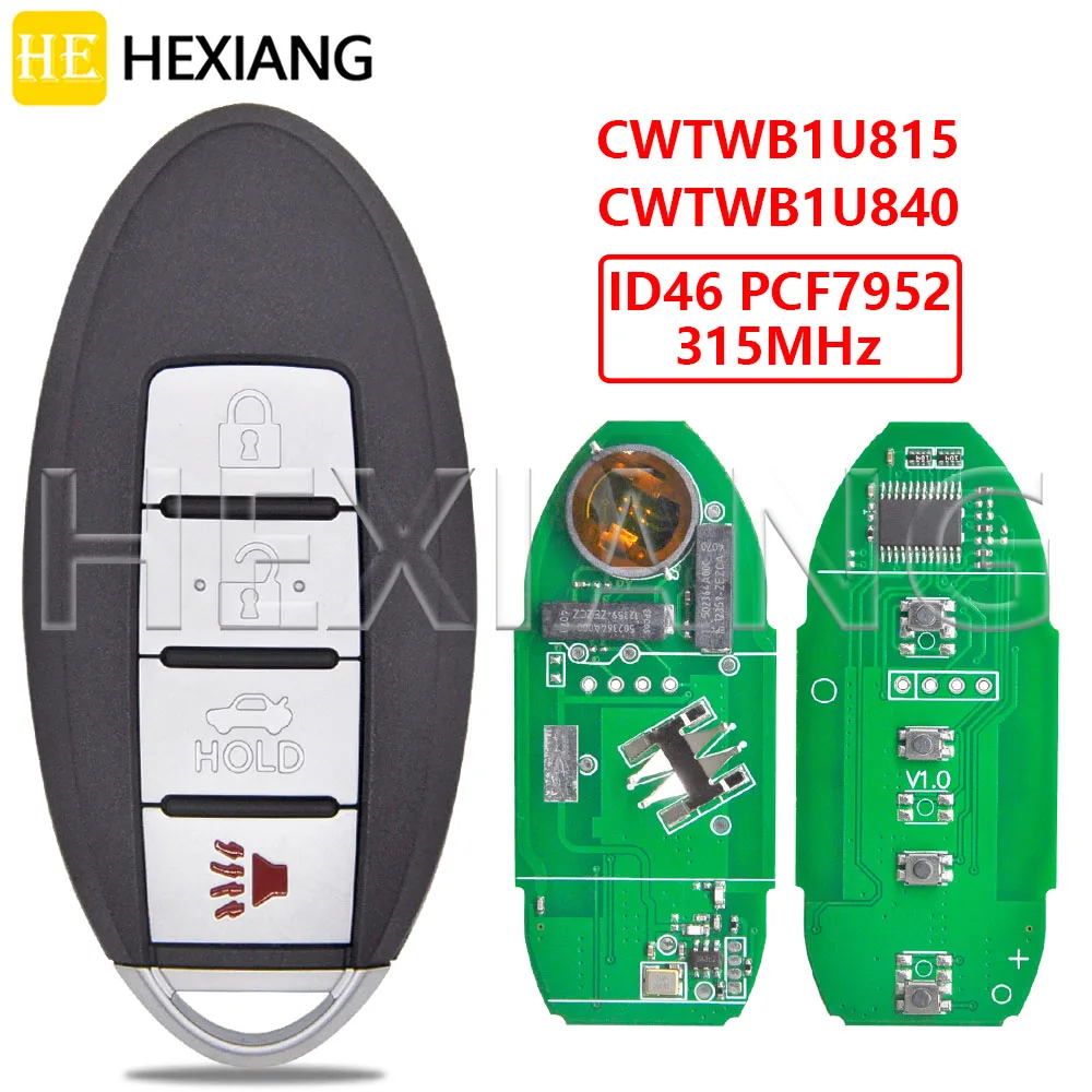 HE CWTWB1U815 CWTWB1U840 ID46 PCF7952 315MHz sin llave Go Car Remote Key para Nissan Sunny Versa Teana Sylphy Sentra Leaf 2013 +