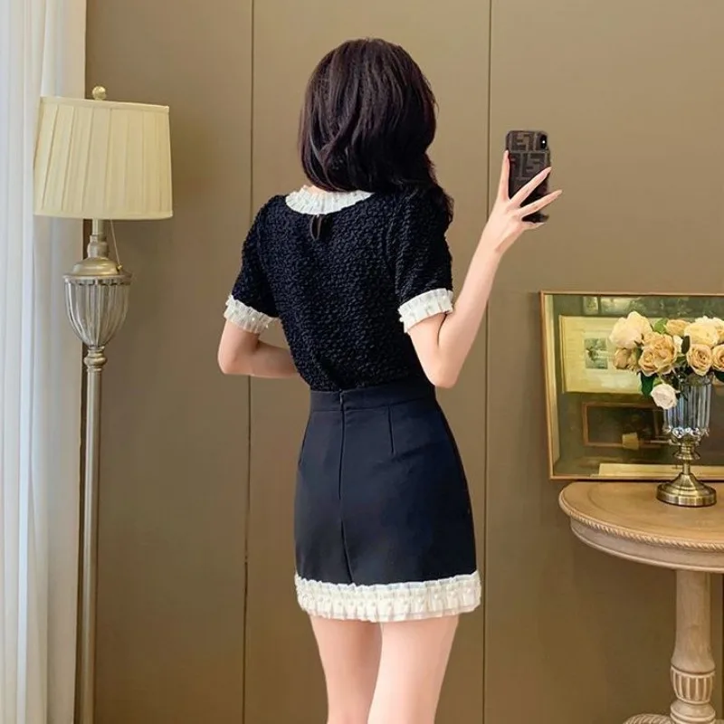 Lace Skirt Women 2024 New High Waist Anti-glare A-line Thin Short Skirts Office Lady Korean Style Fashion Versatile Skirt Female