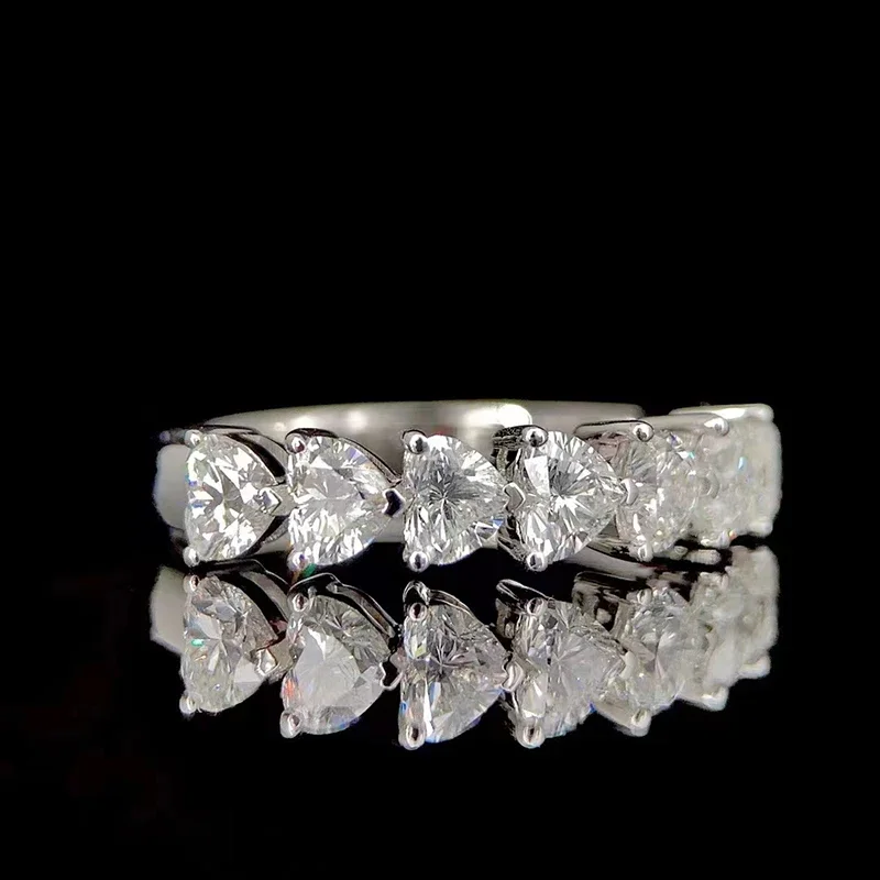 2.1 Ct Heart Cut Engagement Wedding Moissanite Lab Grown Diamond Band Ring Sterling Silver for Women