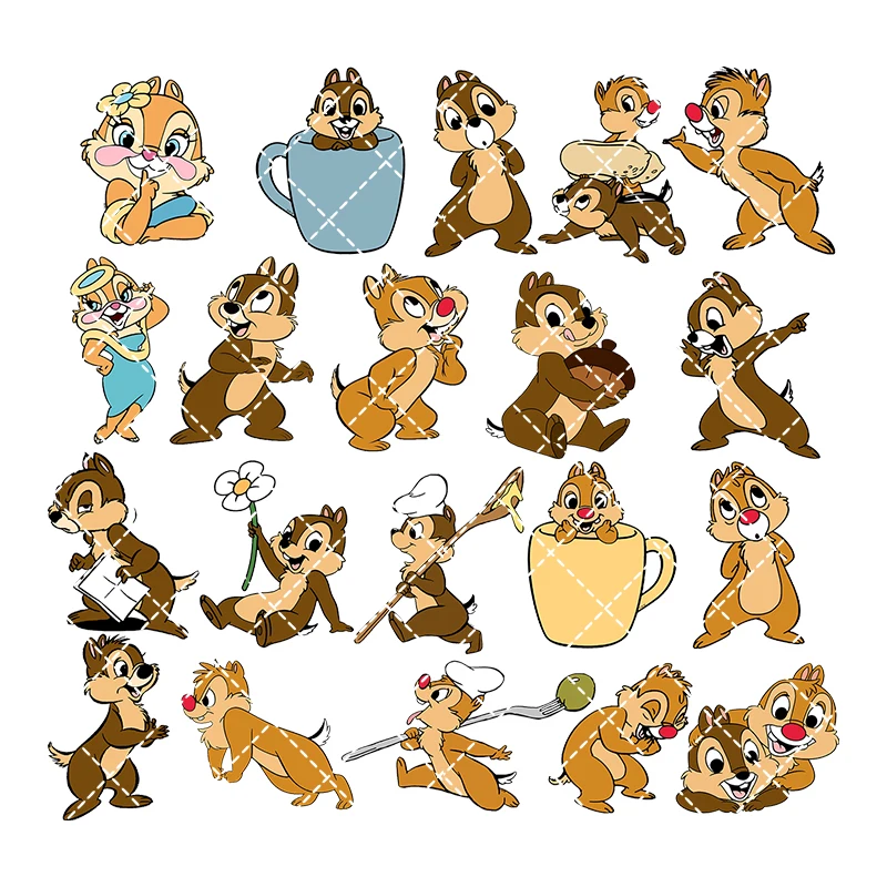 New Disney  chip and dale  Iron On Heat Transfer Stickers For Clothes DTF Pinted Vinyl Thermal Appliques Washable T-Shirt Decal