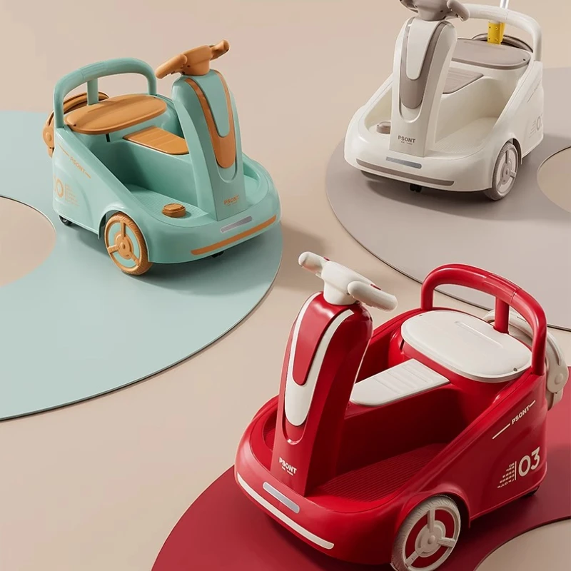 Wózek dziecięcy z pilotem i kierownicą LED 5200mAh Akumulator Wózek i chodzik dla niemowląt ‌