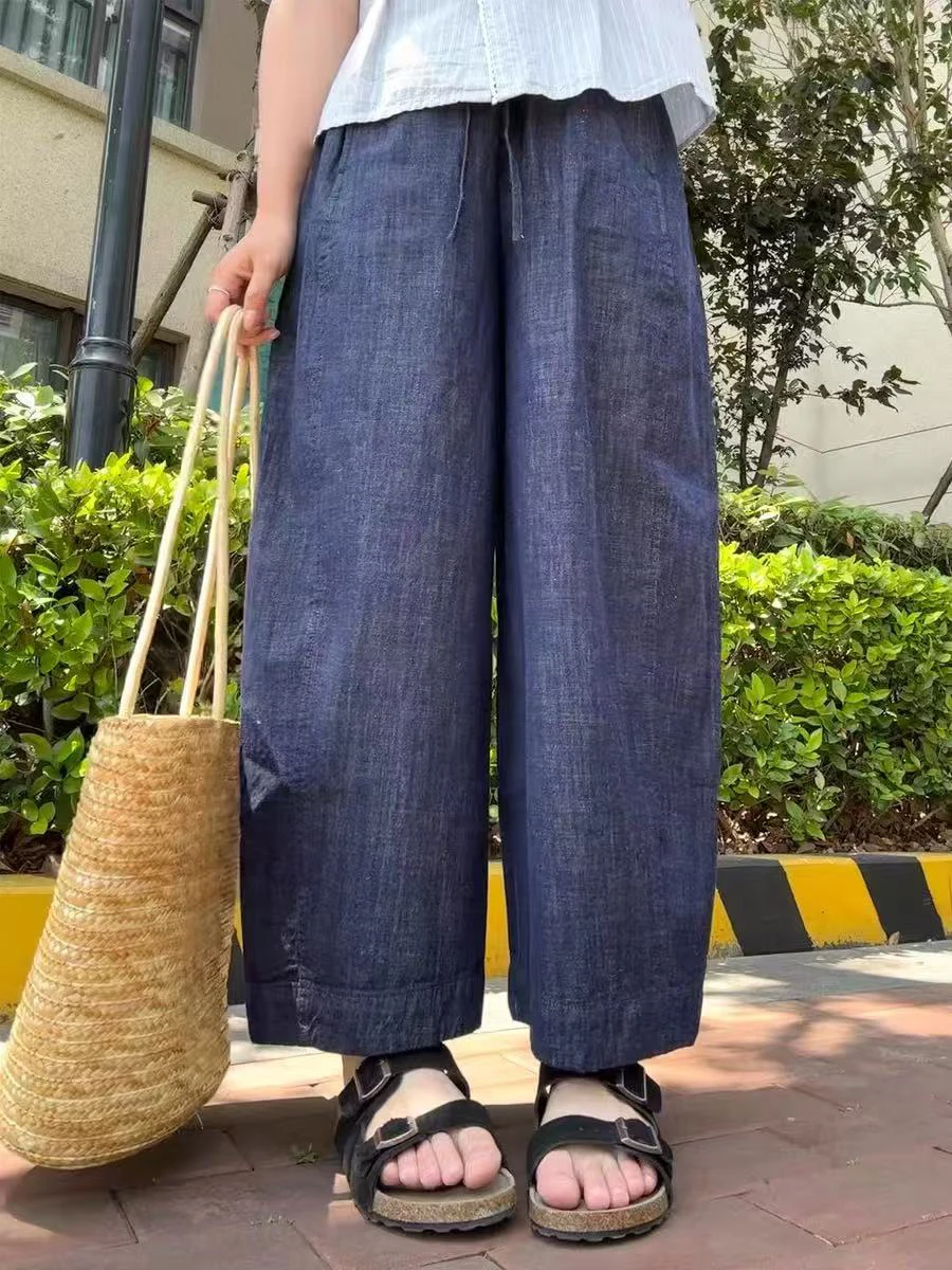High Waist Wide Leg Blue Jeans Women's Summer Thin Loose Fitting Straight Cut Trousers Vintage Style Casual High Waist Jeans