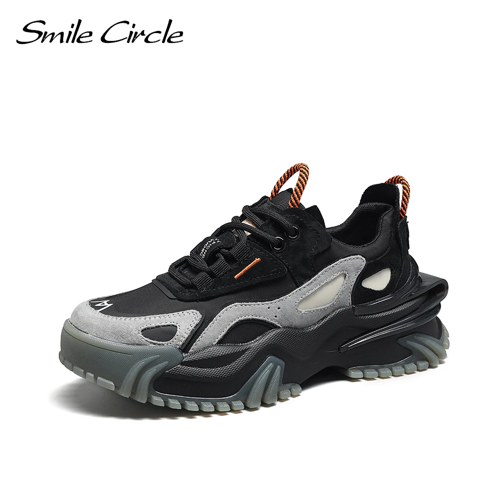 Smile Circle Chunky Sneakers Women Flat Platform Shoes Spring/Autumn Fashion Lace-up Thick Bottom Casual Sneakers