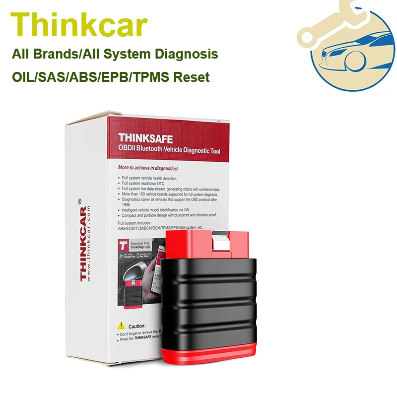 

Хит продаж, Bluetooth-сканер Thinkcar Thinksafe OBD2, диагностические инструменты для автомобилей, считыватель кодов системы, сканирование 5, сброс для Android, IOS