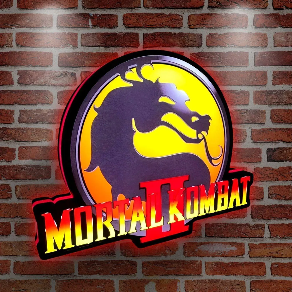 Gaming Mortal Kombat Logo LED Nightlight Gift 3D Print Desktop Lightbox Custom Wall Decor for Cinema Kids Illuminated Gift
