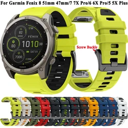 QuickFit 22mm 26mm Sports Watch Band For Garmin Fenix 8 E Fenix8 47mm 51mm 965 955 7X 7 6X 6 Replacement Silicone Strap Bracelet