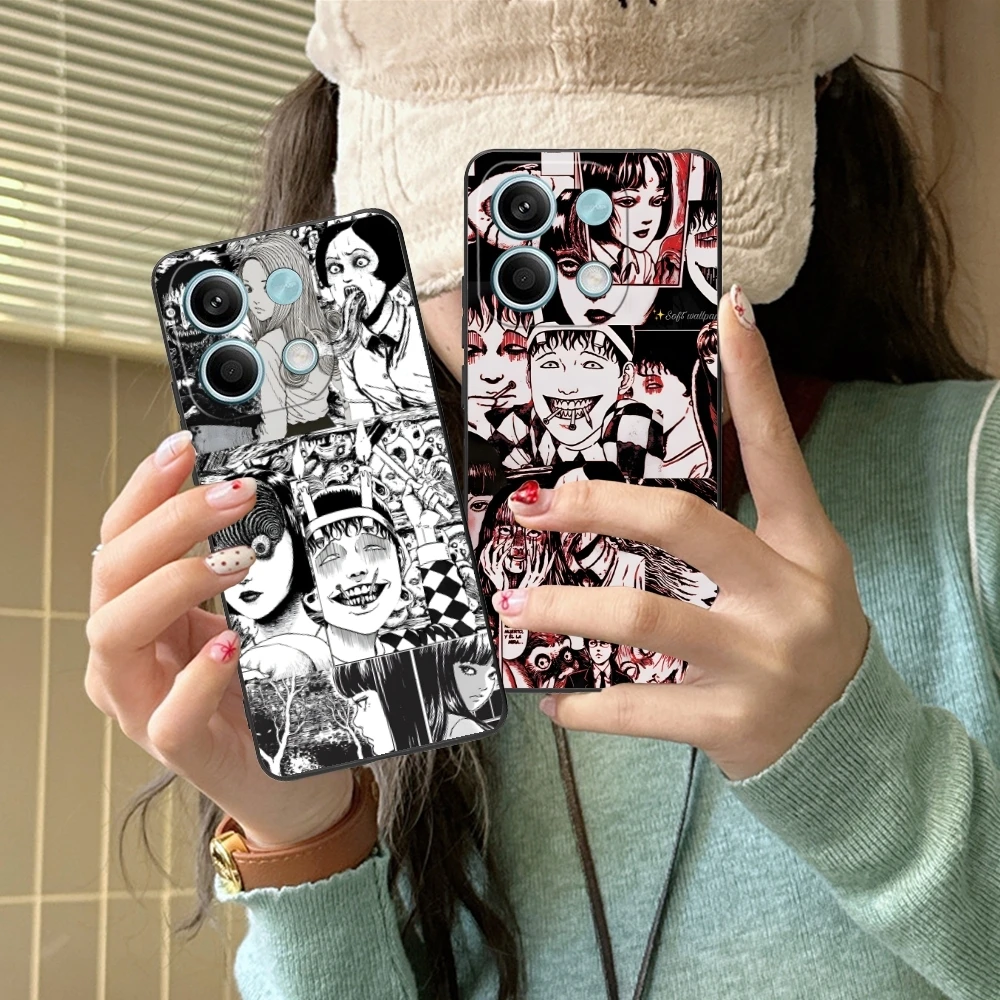 Junji Ito Cool Souichi Mobile Cell Phone Case for Xiaomi Redmi Note 13 12 11 10 9 8 7 6 S A Pro Lite Plus 5G Black Cover Shell