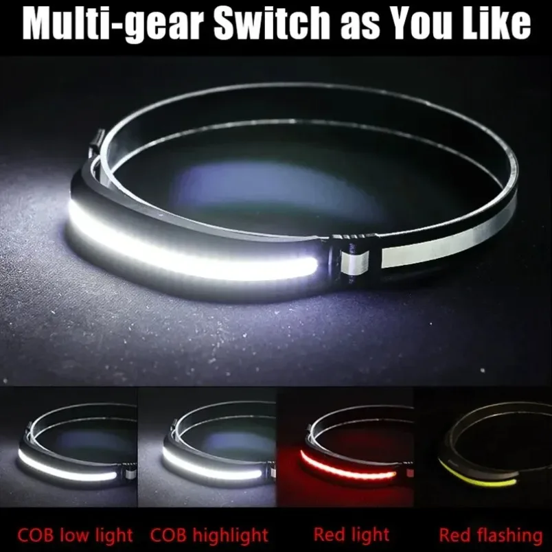 

COB Headlamp Red and White Light Work Light Portable Rechargeable Outdoor Camping Night Running Floodlight Fishing Headlight