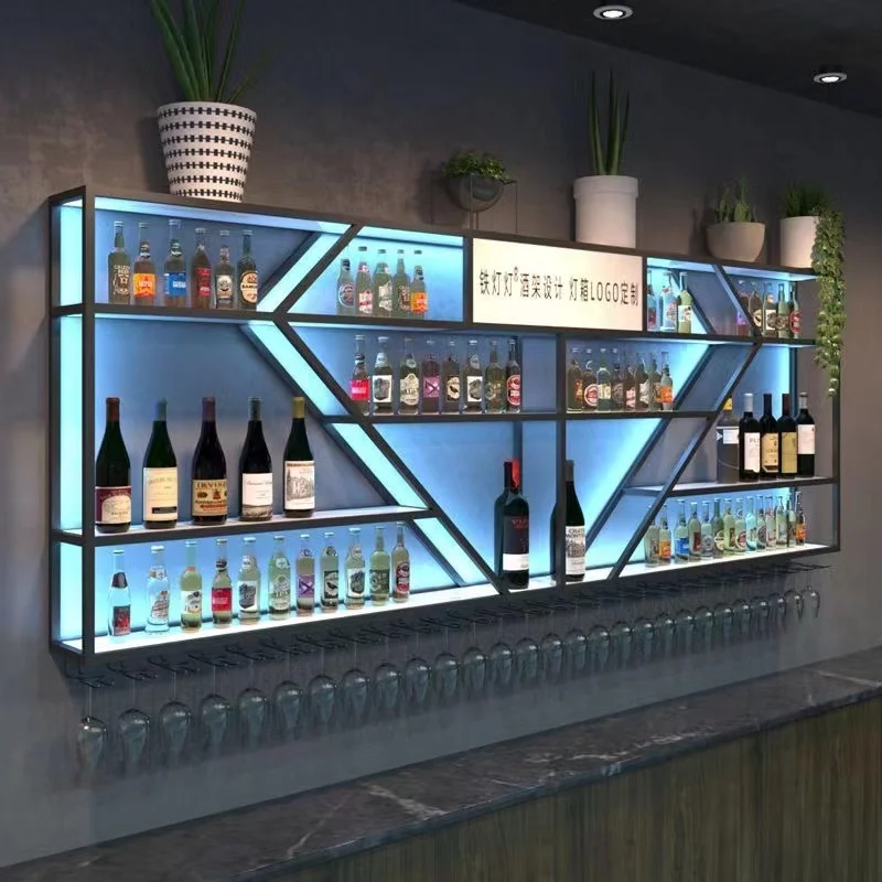 

Modern Wallmounted Bar Cabinet Inverted Cocktail Display Holder Wine Cabinets Whisky Liquor Cremalheira De Vinho Bar Furniture