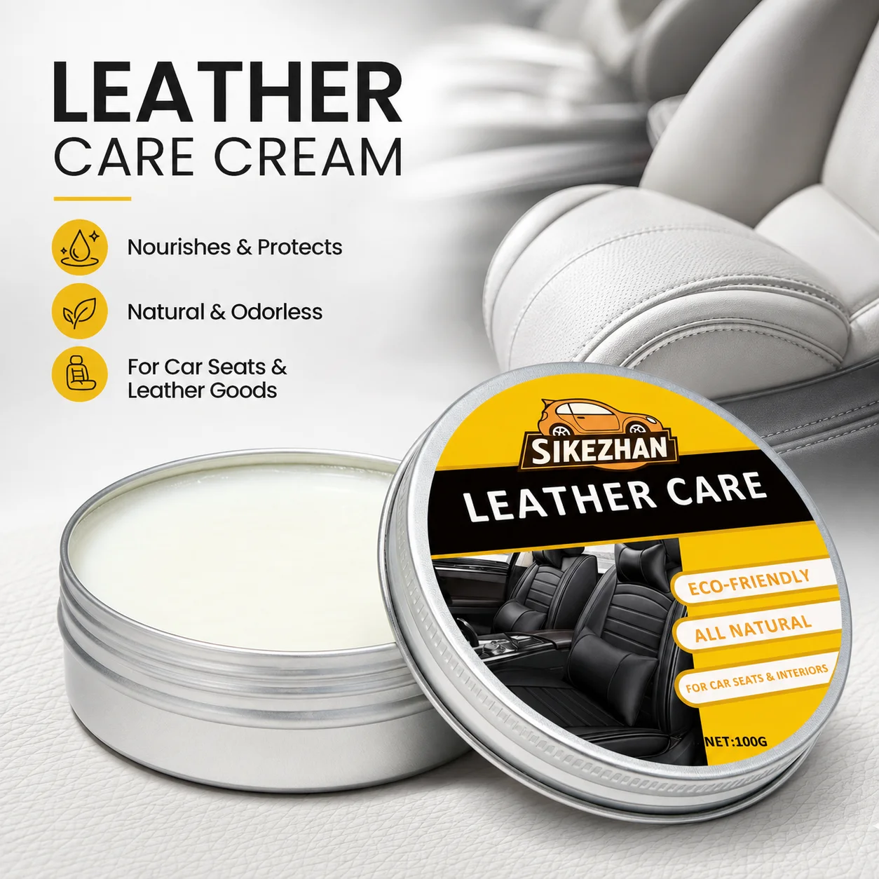 Auto-Lederpflegecreme Transparenter Conditioner Balsam Geruchlose Lederpolitur für Alle Farben Autositze Sofas Taschen