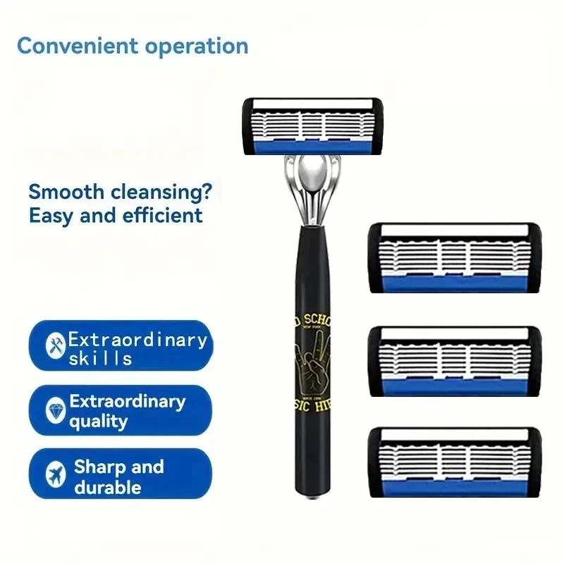 ماكينة حلاقة رجالية مكونة من 6 طبقات، ماكينة حلاقة من الفولاذ المقاوم للصدأ، ماكينة حلاقة يدوية كلاسيكية قابلة للغسل وقابلة للاستبدال، جودة عالية #3