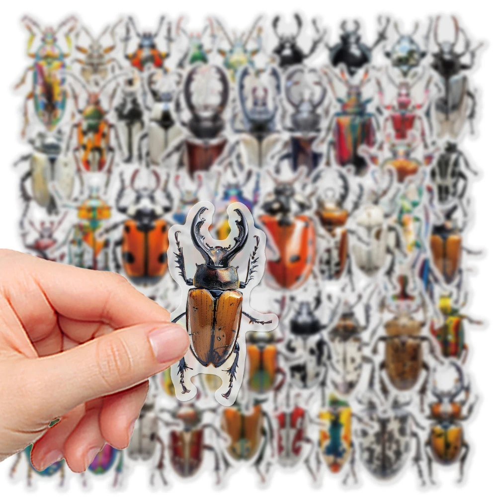 10/30/50 Uds. Pegatinas transparentes de dibujos animados de insectos y escarabajo, pegatinas de grafiti divertidas para niños, juguete, cuaderno, teléfono, álbum de recortes, paquete de calcomanías