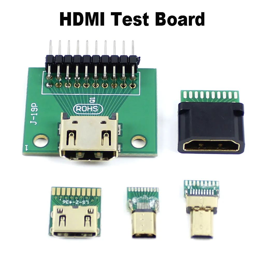 1Pcs HDMI Test Board Male Female PCB Board Type A C D Standard Male Plug with PCB board 19P HDMI-compatible Connector Test Board