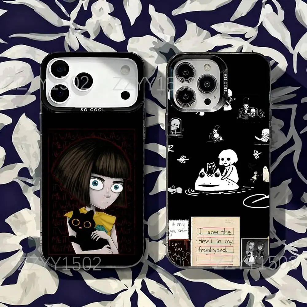 Game F-Fran Bow Horror Phone Case For iPhone 17,16,15,14,13,12,X,8,Pro,Max,Plus,SE4,Air,Mini HD Black IMD Matte