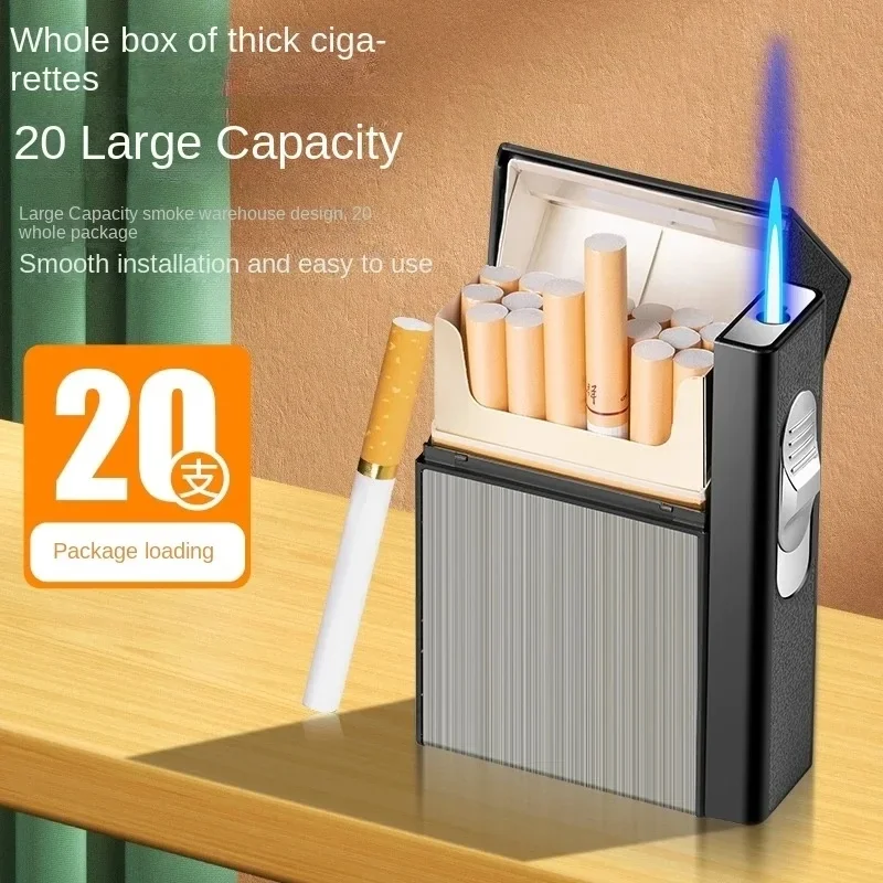 Automatic Metal Cigarette Case with Lighter, Smoking Accessories, Gadgets for Men, Small Tools, No Gas, New, 20Pcs