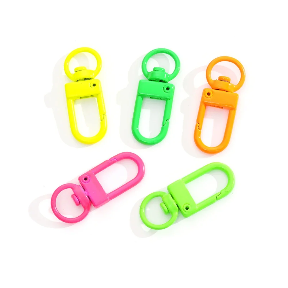 5pcs Flourescent Colorful Lobster Clasps Hooks Key Chain Dolls/Label Hand Tag Connector Fits Jewelry Making DIY Accessories