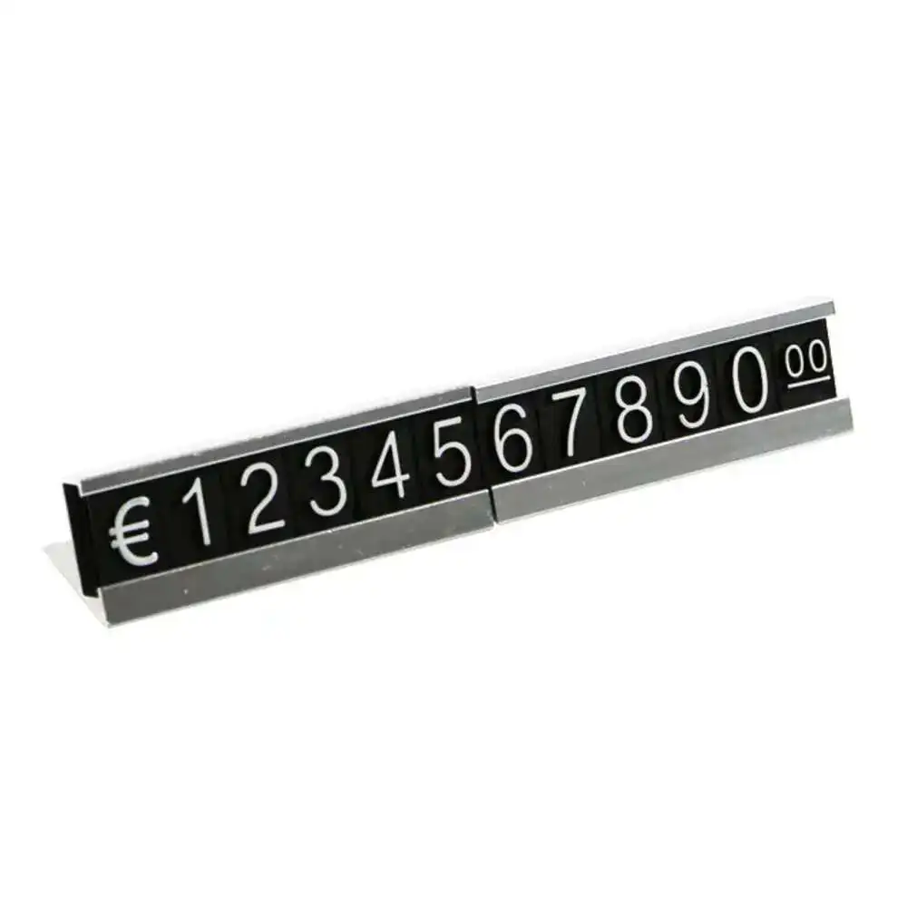 16pcs Gold Black Silvery Metal Frame Base Arabic Numerals Price Display Tag Shelf Counter Top Adjustable Digits Cube Reusable
