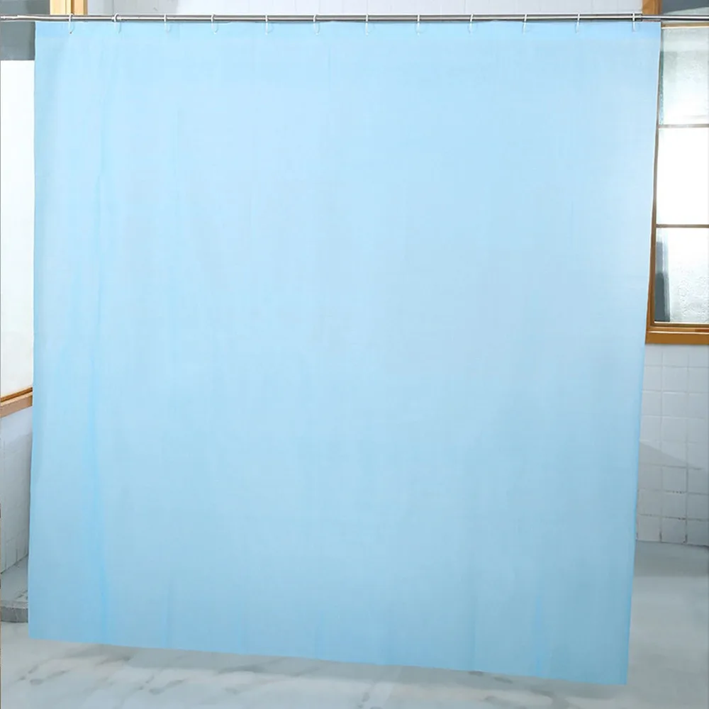 Extra Long Shower Curtain PEVA Mildew Proof Bathroom Curtain Waterproof Bath Curtains With Hook Solid Color Breathable