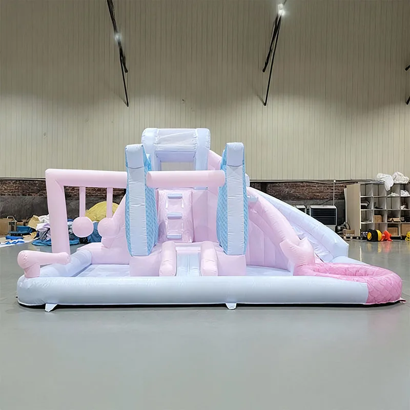 سترة زفاف لحفلات الأطفال، الأميرة الوردية القابلة للنفخ في الهواء الطلق، ملعب مائي على شكل قلعة صيفية، حمام سباحة