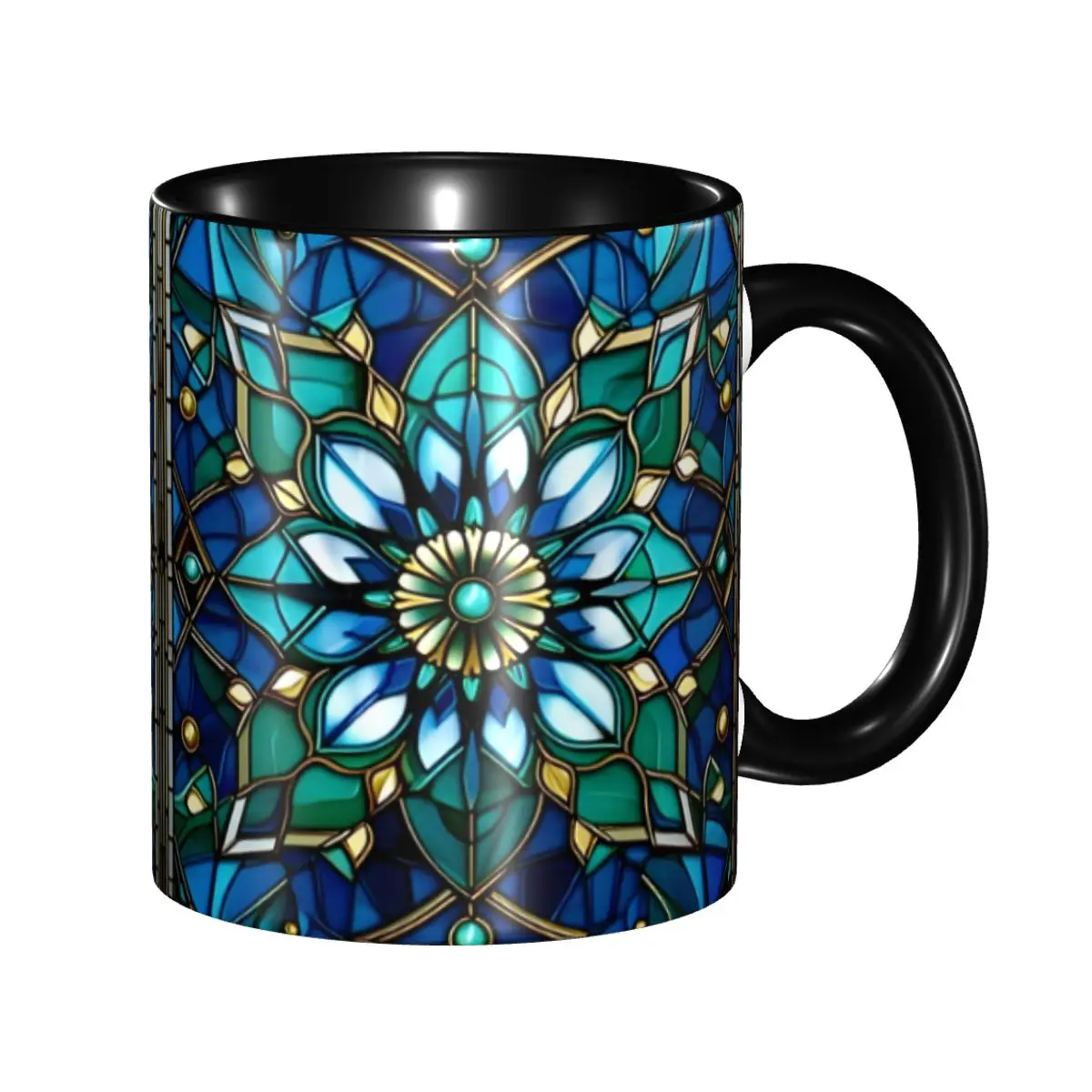 

Customized Stained Glass Mug DIY Flower Pattern Retro Graphic Ceramic Milk Tea Coffee Cups