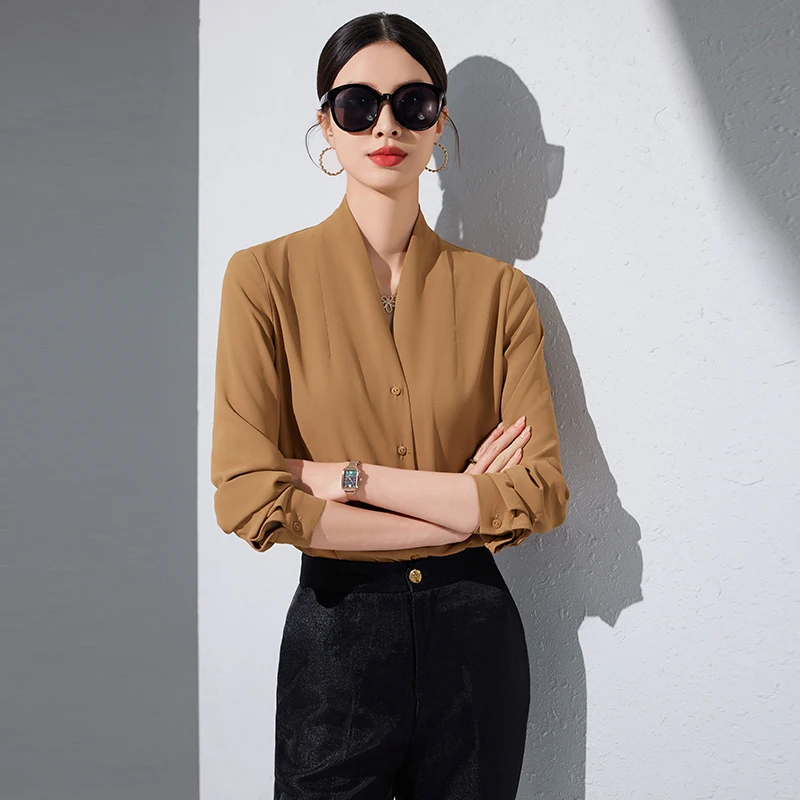 New Arrival 2024 Spring Autumn Fashion Styles Blouses Shirts Long Sleeve Professional Office Work Wear Female Tops Clothes