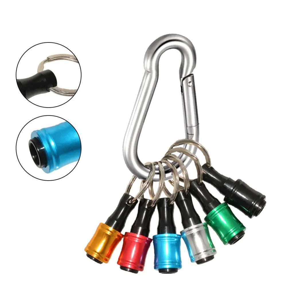 Portable High Quality 6x Screwdriver Bit Holder Adapter Drill For Double & Single Head Quick Release W/ Carabiner