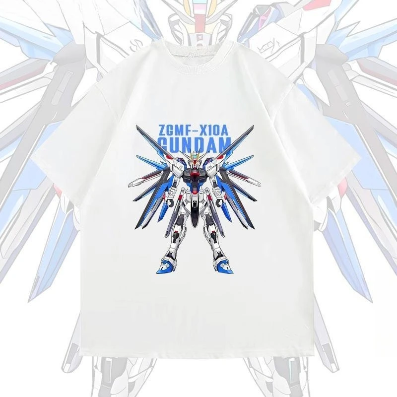 

2025 New High-quality Japanese Animation Mobile Fighter Gundam Tide Fighter Gundam Printed Loose Summer Short-sleeved Top