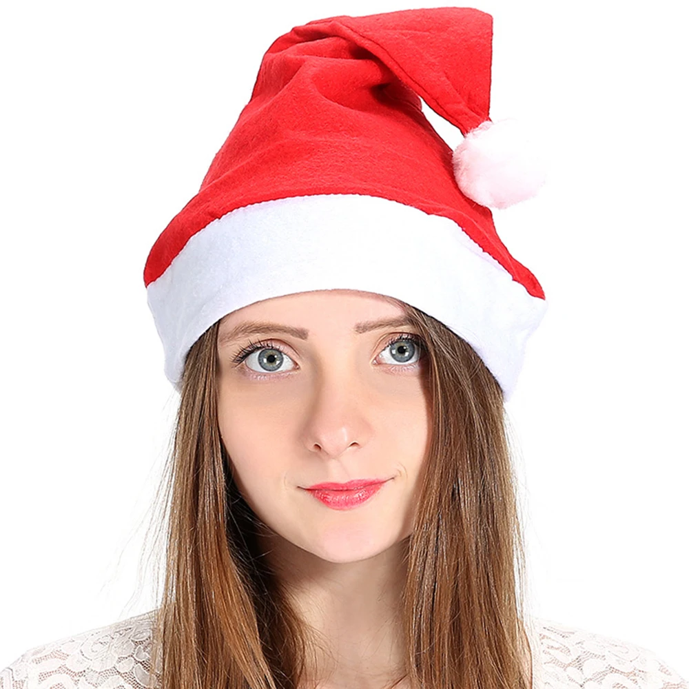 Gorro de Navidad de felpa para adultos y niños, gorro grueso y cálido de Papá Noel, color rojo, Feliz Navidad, fiesta de año nuevo, 1 a 10 piezas