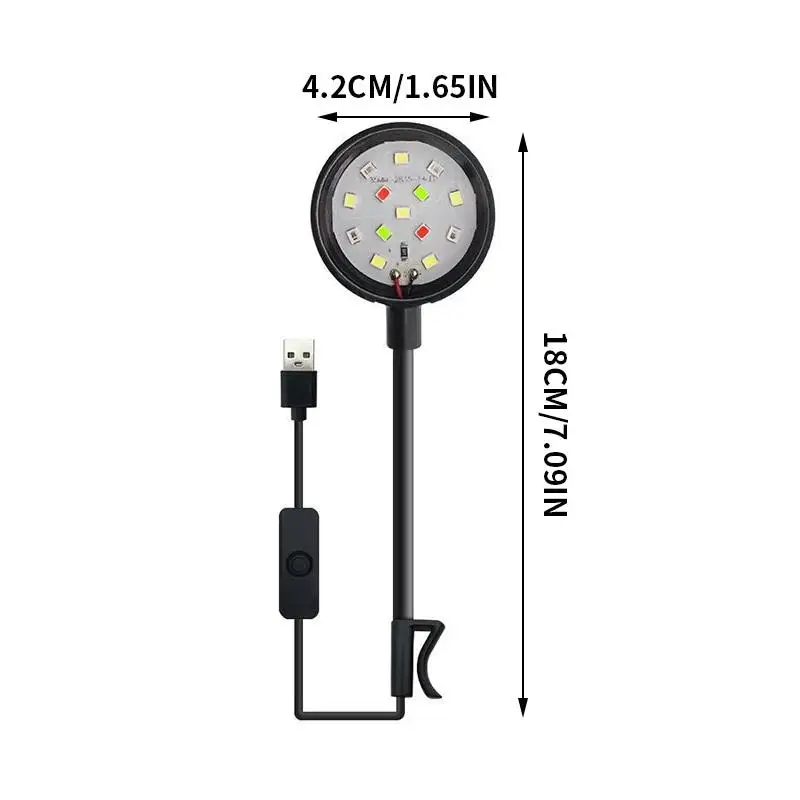 Small Full Spectrum USB Light 360° Rotation Lighting Aquarium Light With Adapter LED Clip On Fish Tank Light,