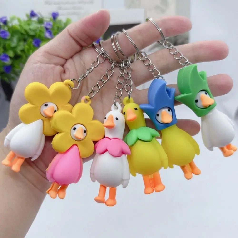 Cute PVC Alloy Animal Keychain Cartoon Personalised Key Ring Goose Bag Decoration