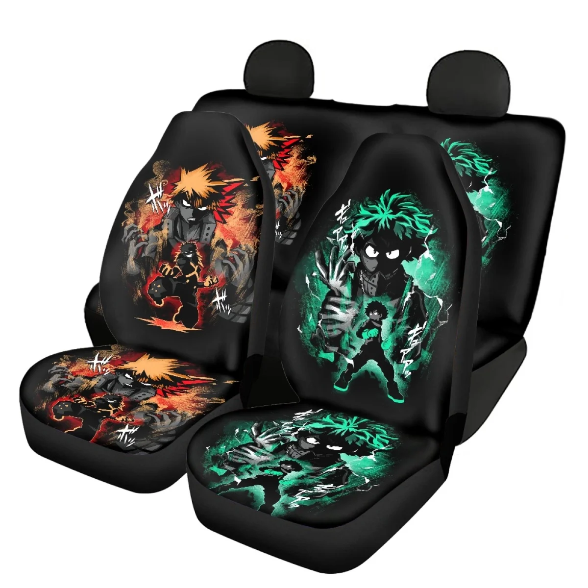 Universal Car Seat Cover My Hero Academia Cartoon Anime Print Easy to Install Front and Back Seat Cover Car Accessories Interior