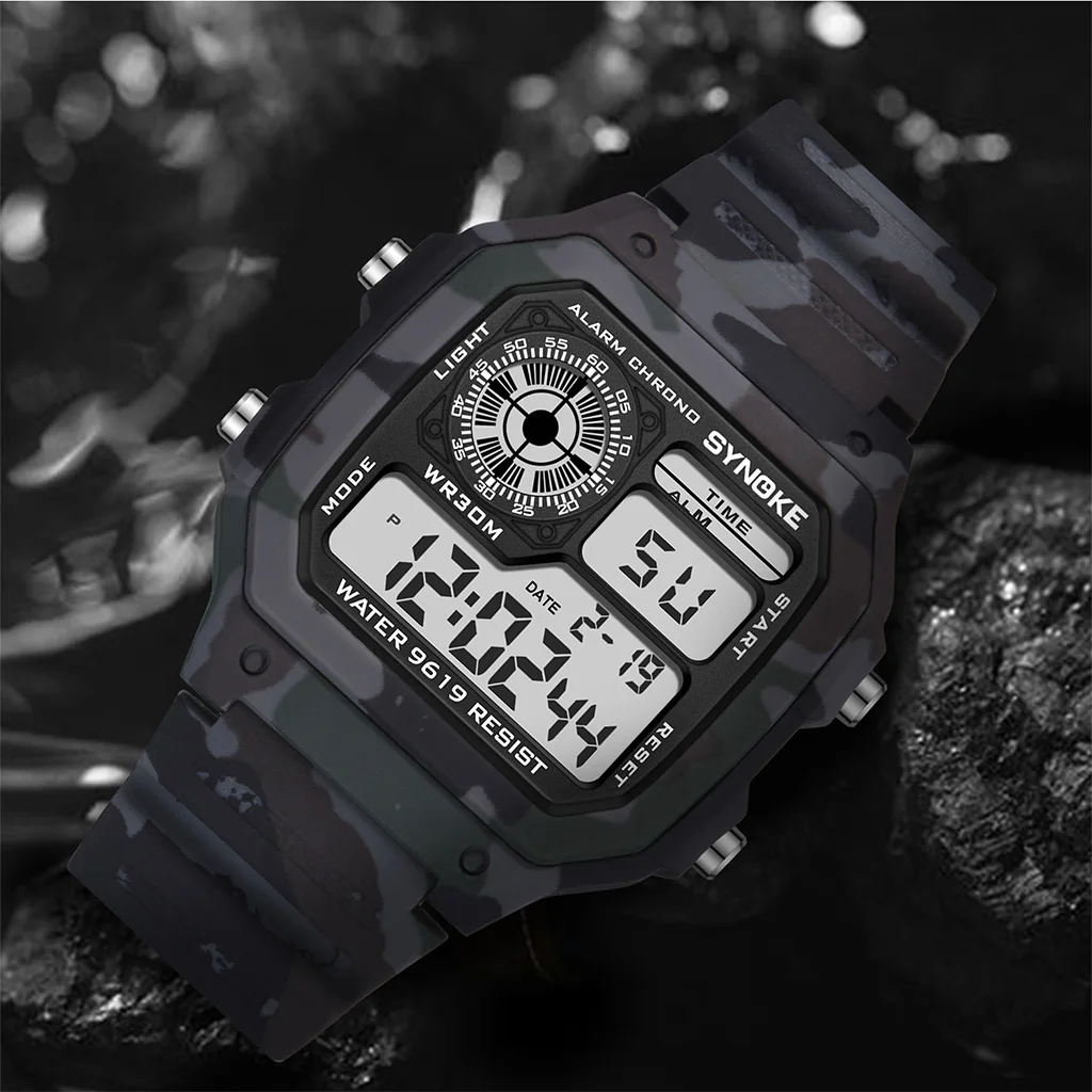 Outdoor Military Digital Watch For Men Fashion Retro Men Watch Sports Waterproof Men Watch Multifunctional Luminous SYNOKE