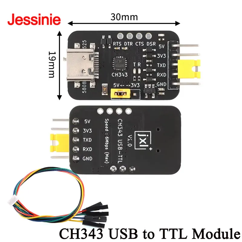 2pcs/1pc CH343 USB Type-C to TTL Serial Port Board Conversion module 6Mbps High Speed Communication Single Chip Loader