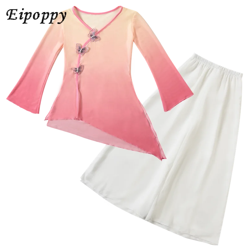 Abbigliamento da ballo classico per bambini con ciondoli per il corpo, abbigliamento da ginnastica, Costume da ballo classico cinese per ragazze