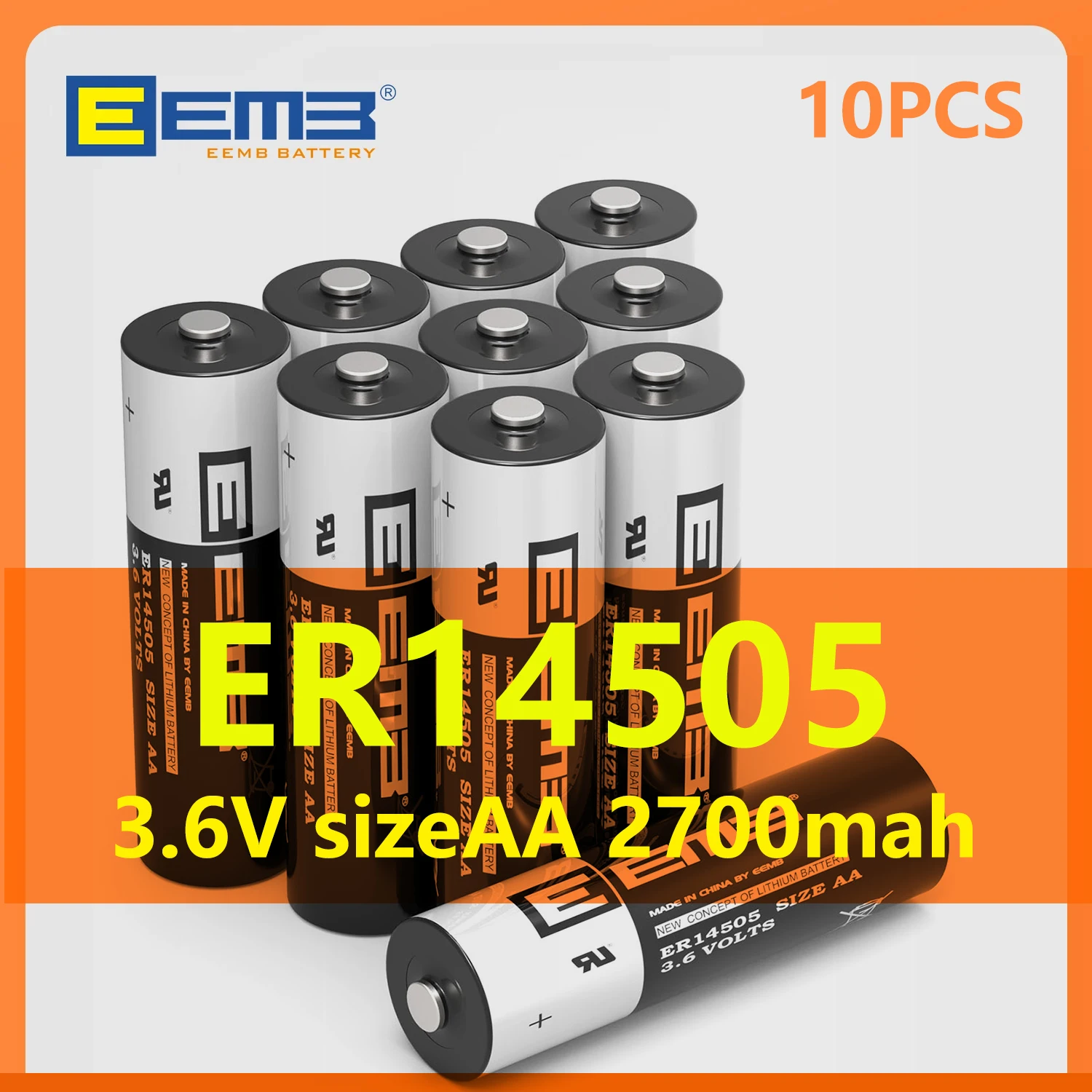 10 Uds cantidad EEMB ER14505 batería de litio 3,6 V tamaño AA 2700mAh para registrador de datos de temperatura humedad no recargable